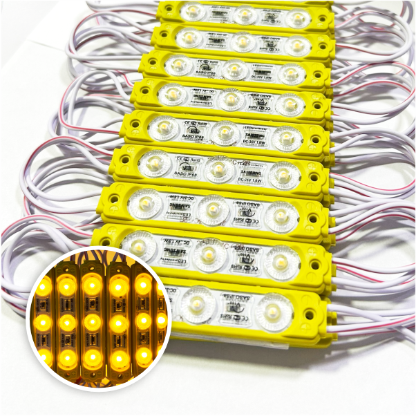 MODULO 3LED ALTA POTENCIA 6.5CM 5.4 WATTS AMARILLO 12V DC